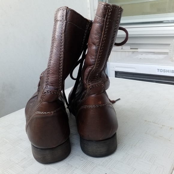 Steve Madden troopa zip and lace up combat brown leather boots 7 - Picture 7 of 10
